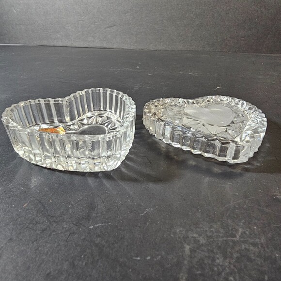 Vintage Hofbauer Leaded Glass Crystal Heart Trinket Jewelry Box 2.5 inch - Picture 3 of 9